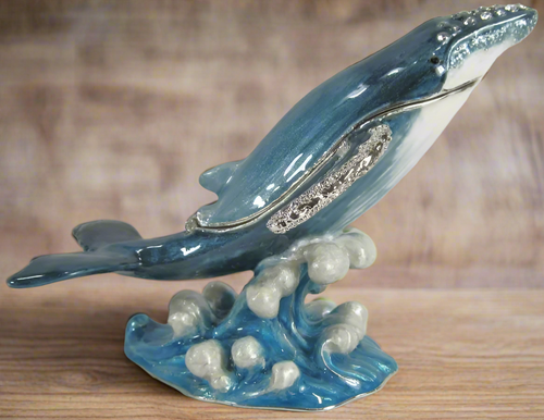 Kubla Crafts - Bejeweled Enamel Humpback Whale Box