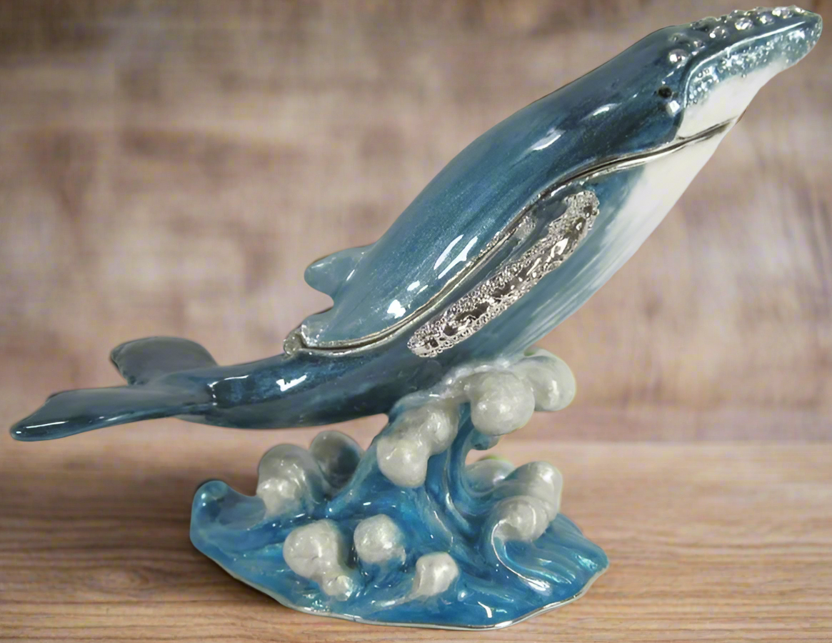 Kubla Crafts - Bejeweled Enamel Humpback Whale Box
