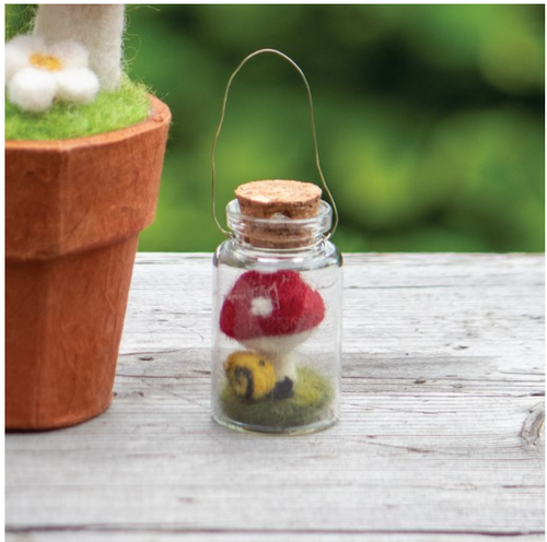 DZI Handmade BOTTLE ORNAMENT: FAIRY MUSHROOM & SNAIL