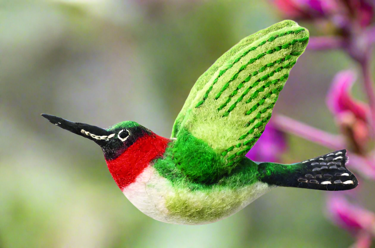DZI Handmade WOOLIE BIRD: HUMMINGBIRD