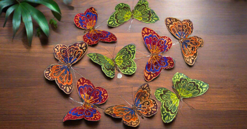 World Buyers Olive & Wine W/Glitter Butterfly Garland