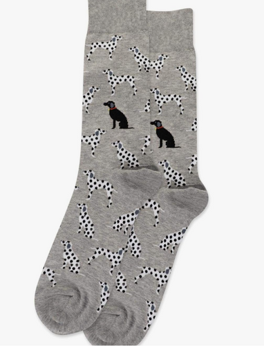 HOTSOX Men's Dalmatians Socks, Grey Heather