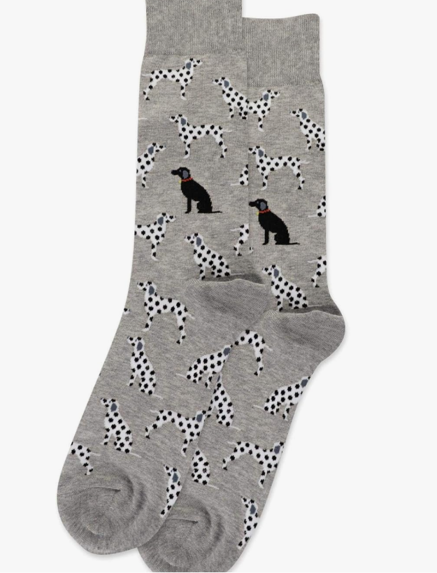 HOTSOX Men's Dalmatians Socks, Grey Heather