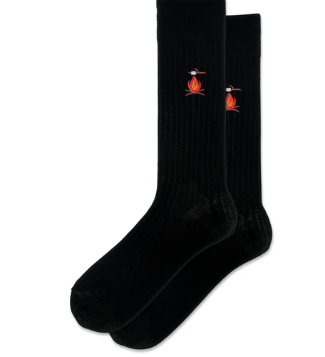 HOTSOX Men's Ribbed Campfire Embroidery Wool Crew Sock