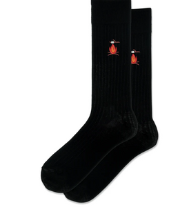 HOTSOX Men's Ribbed Campfire Embroidery Wool Crew Sock