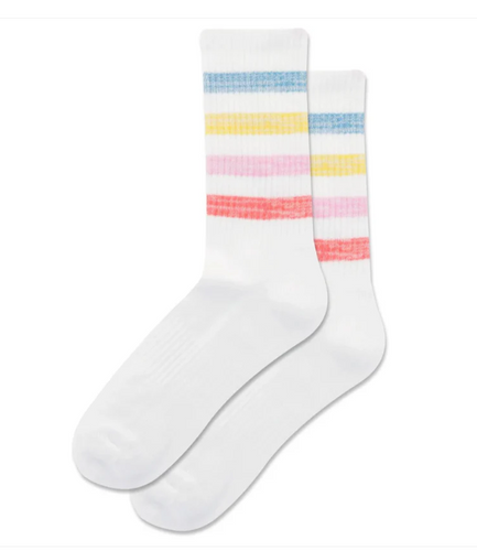 HotSox Womens Active Random Feed Stripe Crew Socks