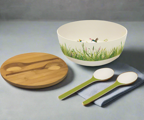 Paper Products Design Meadow Buzz Bamboo Salad Bowl