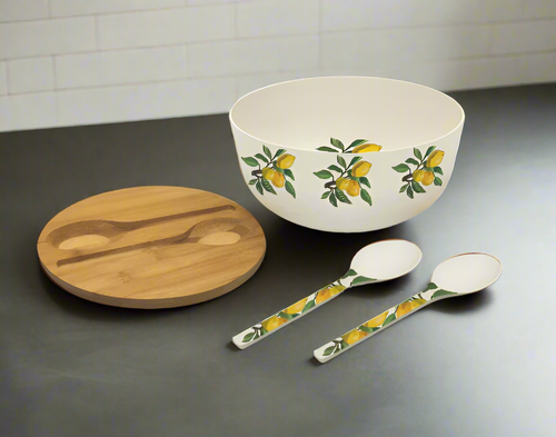 Paper Products Design Lemon Musée Bamboo Salad Bowl Set