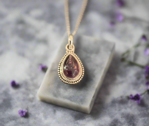 Hand Crafted Bali Style Amethyst Pendant Set In Sterling Silver