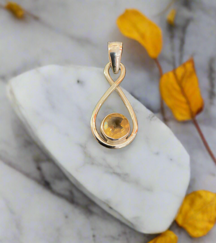 Hand Crafted Citrine Pendant Set In Sterling Silver