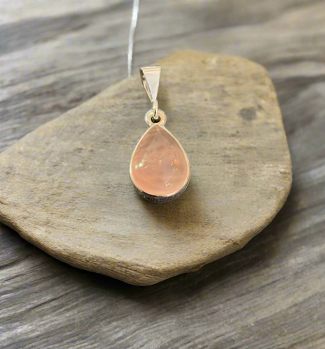 Hand Crafted Rose Quartz Pendant Set In Sterling Silver