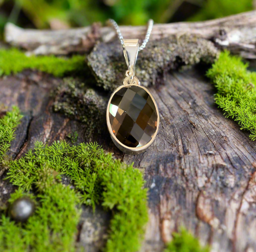 Hand Crafted Smokey Quartz Pendant Set In Sterling Silver