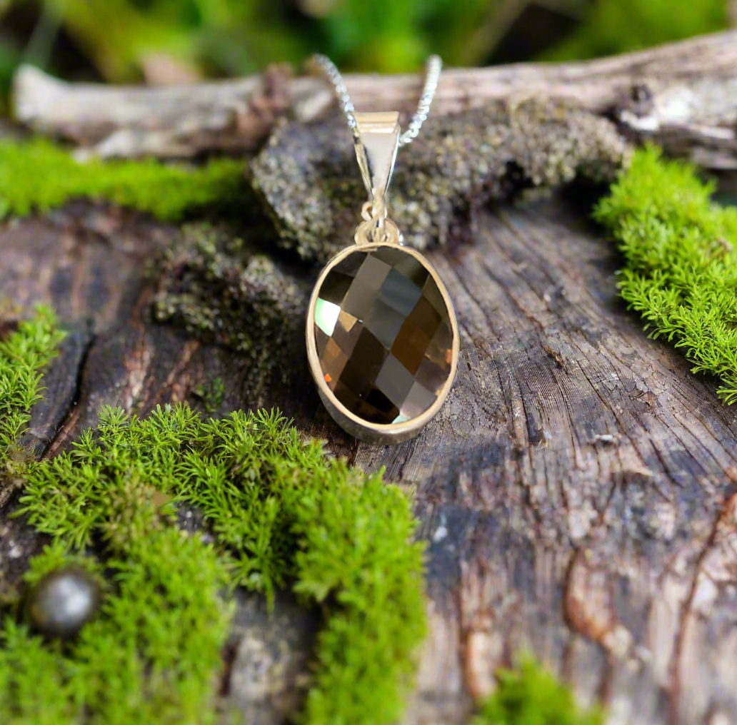 Hand Crafted Smokey Quartz Pendant Set In Sterling Silver