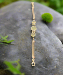 Hand Crafted Prehnite Bali Style Bracelet In Sterling Silver