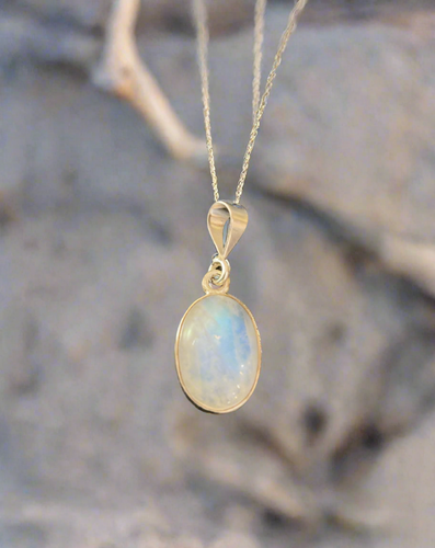 Hand Crafted Moonstone Pendant Set In Sterling Silver