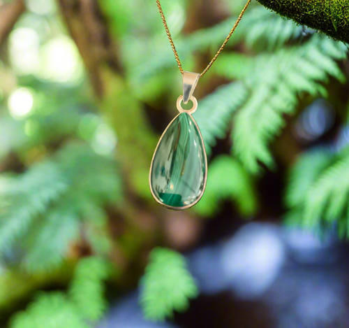 Hand Crafted Malachite Pendant Set In Sterling Silver
