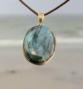 Hand Crafted Labradorite Pendant Set In Sterling Silver