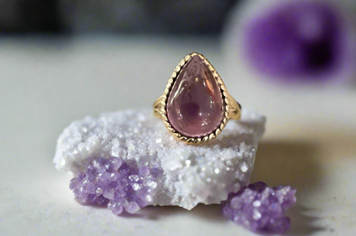 Hand Crafted Amethyst Ring Set In Sterling Silver- Size 7.5