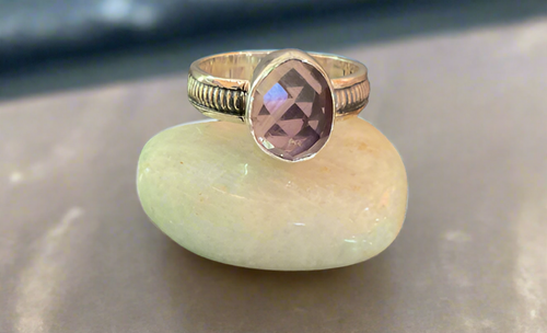 Hand Crafted Amethyst Ring Set In Sterling Silver- Size 9
