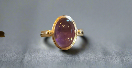 Hand Crafted Amethyst Ring Set In Sterling Silver-Size 6