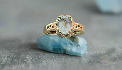 Hand Crafted Sky Blue Topaz Ring Set In Sterling Silver- Size 6.5