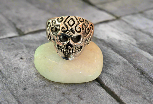 Hand Crafted Sterling Silver Skull Ring- Size 11
