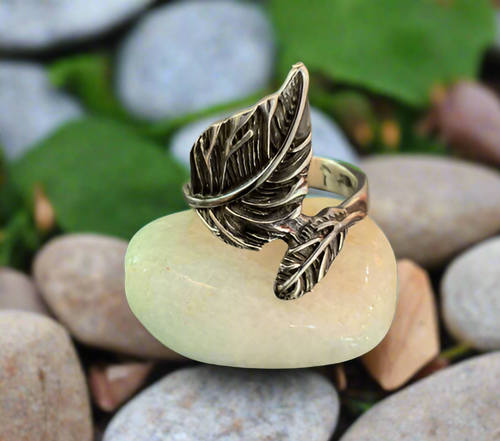 Hand Crafted Sterling Silver Leaf Ring- Size 8