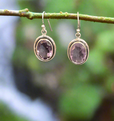 Hand Crafted Amethyst Earrings Set In Sterling Silver
