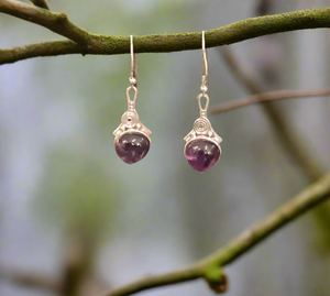Hand Crafted Amethyst Earrings Set In Sterling Silver