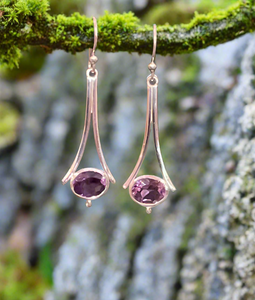 Hand Crafted Amethyst Earrings Set In Sterling Silver