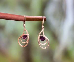 Hand Crafted Amethyst Earrings Set In Sterling Silver