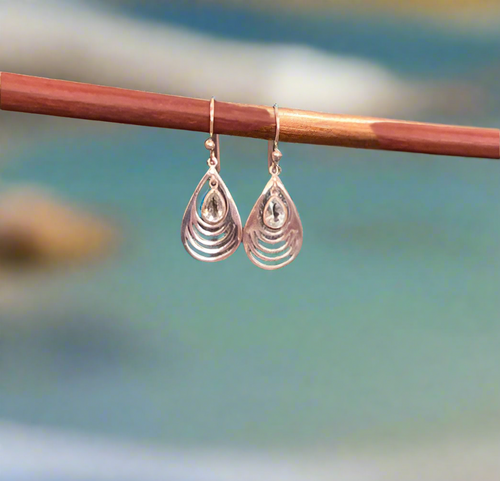 Hand Crafted Sky Blue Topaz Earrings Set In Sterling Silver
