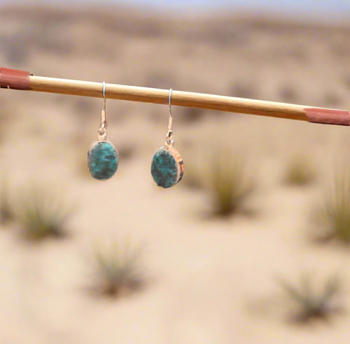 Hand Crafted Turquoise Earrings Set In Sterling Silver