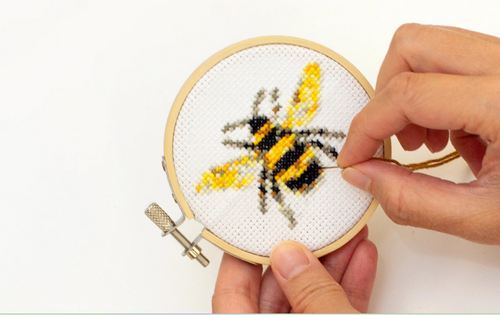 Kikkerland Bee Mini Cross Stitch Embroidery Kit