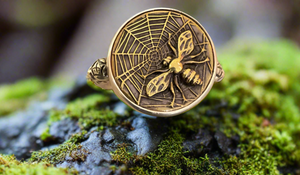 Elizabeth Ngo Antique Button Ring-Bee, Size 6.5