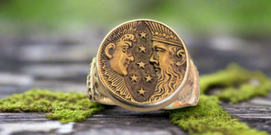 Elizabeth Ngo Antique Button Ring-2 Moons, Size 8.5