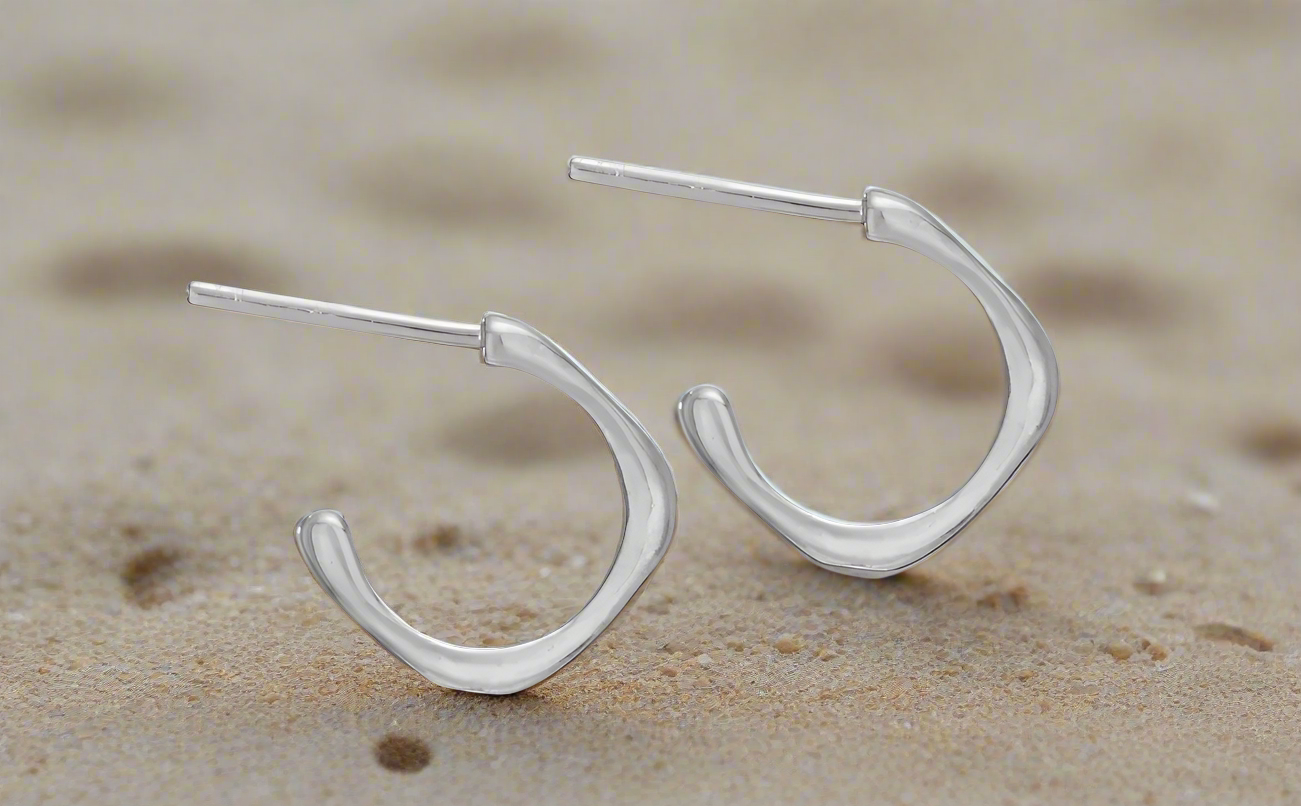 Tiger Mountain Jewelry Squared Off Sterling Silver Small Hoops- E5481