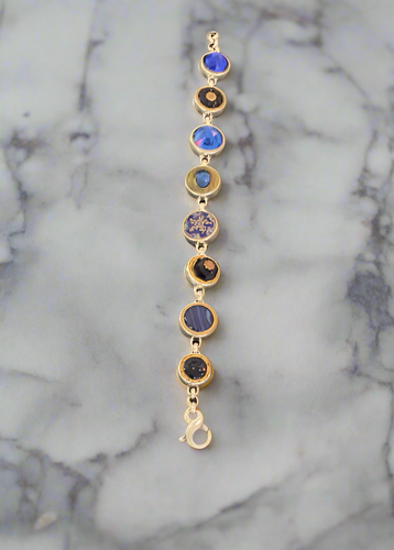 Elizabeth Ngo Antique Button Bracelet-Blue
