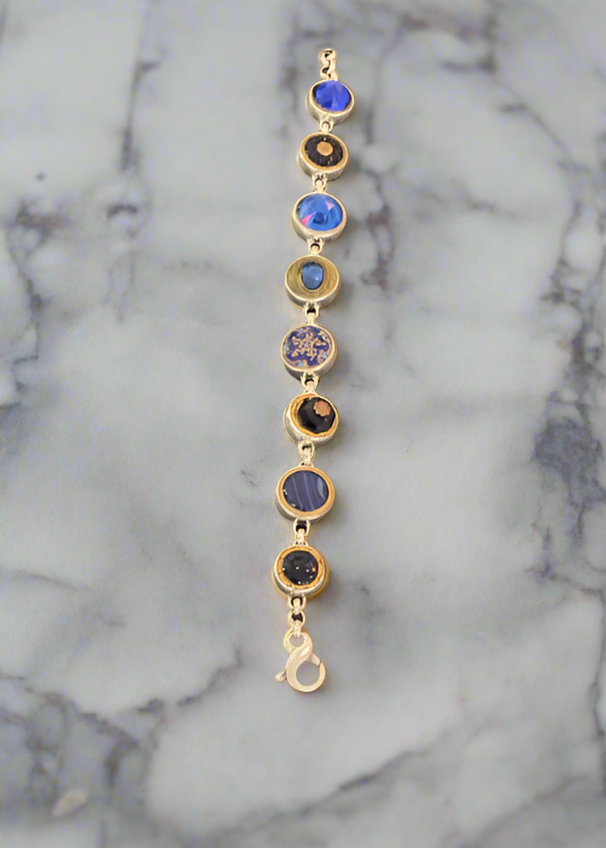 Elizabeth Ngo Antique Button Bracelet-Blue