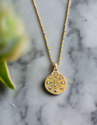Elizabeth Ngo Antique Button Necklace-Bee