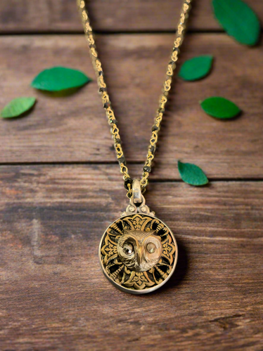 Elizabeth Ngo Antique Button Necklace-Owl