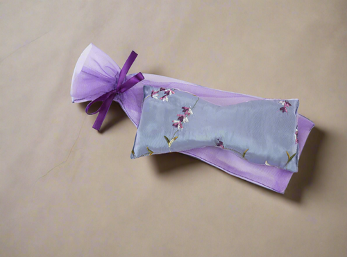 Sonoma Lavender Eye Pillow in Lilac Embroidered Satin