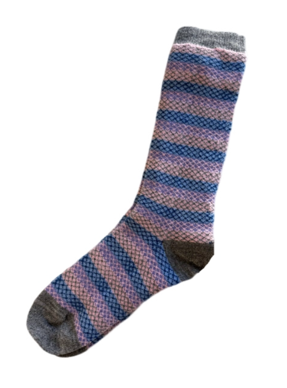 Tey Art Inc.  Diamond Stripe Alpaca Socks- Gray