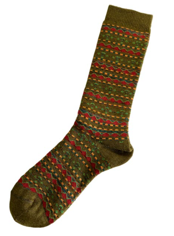 Tey Art Inc. Tribal Stripe Alpaca Socks- Sage