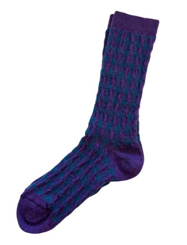 Tey Art Inc. Houndstooth Alpaca Socks- Purple