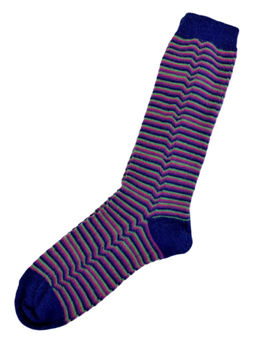 Tey Art Inc. Arrow Stripe Alpaca Socks- Blue