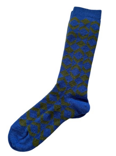 Tey Art Inc. Honeycomb Alpaca Socks- Blue