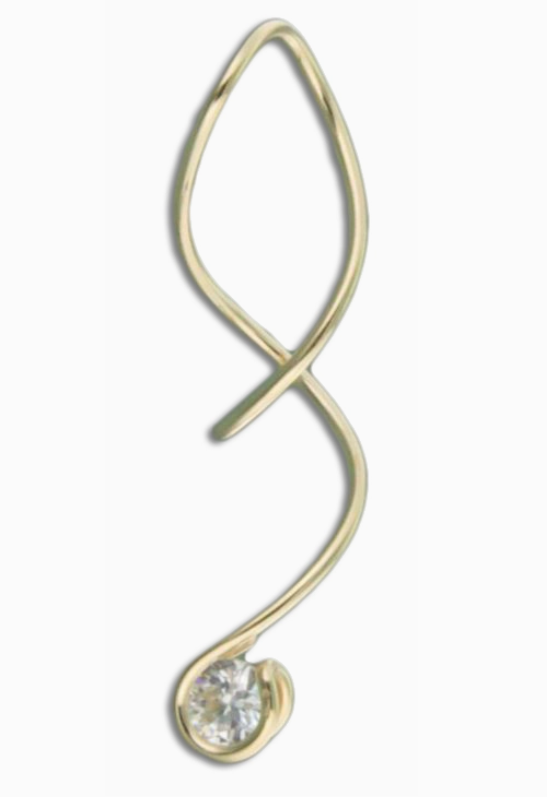 Mark Steel Jewelry Cubic Zirconia Rider Spiral Earring- D18-GF