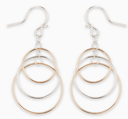 Mark Steel Jewelry Triple Circle Link Dangle Earring- L20MX