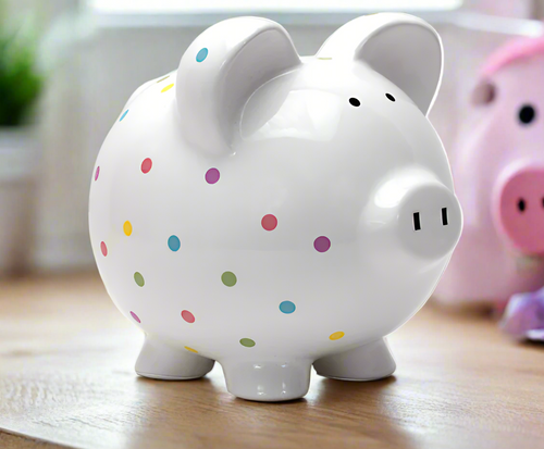 Child to Cherish Confetti Dot Piggy Bank